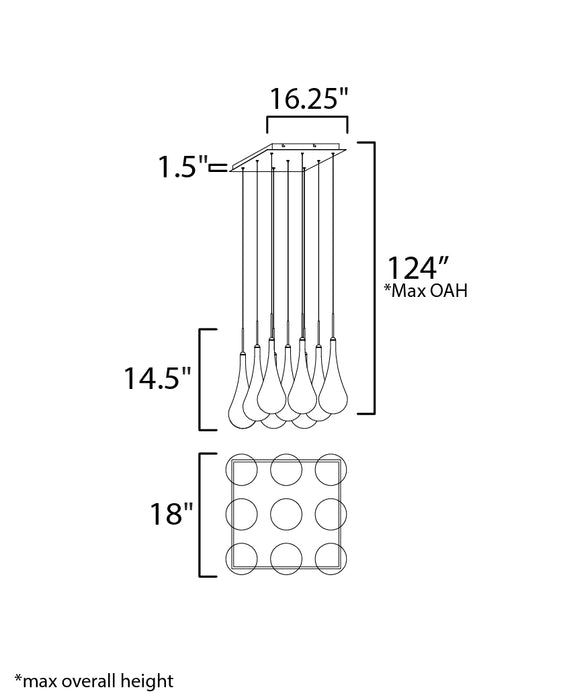 ET2 Larmes 9-Light LED Pendant Model: E20516-18PC