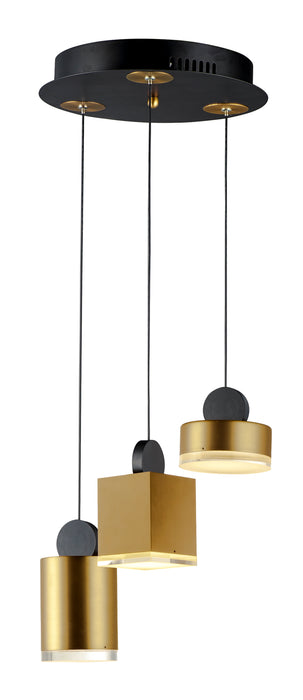 ET2 Nob 3-Light LED Pendant Model: E20863-75BKGLD