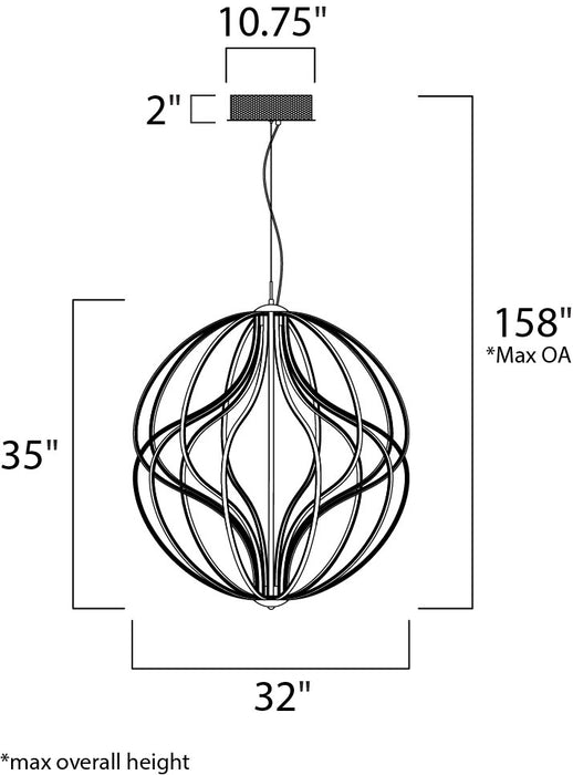 ET2 Aura 31 LED Pendant Model: E21178-BK