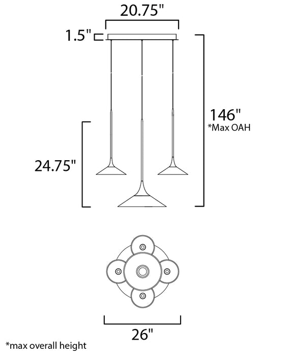 ET2 Cono LED 5-Light Pendant Model: E21536-24PC