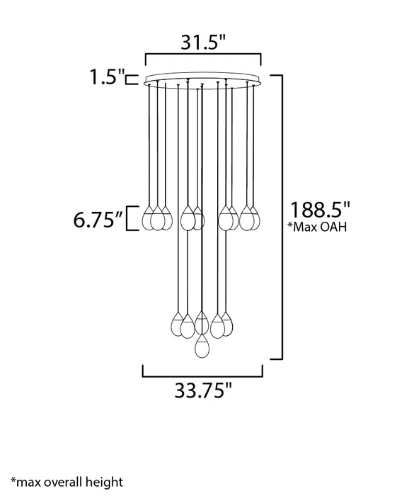 ET2 Dewdrop 15-Light LED Pendant Model: E21569-142BK