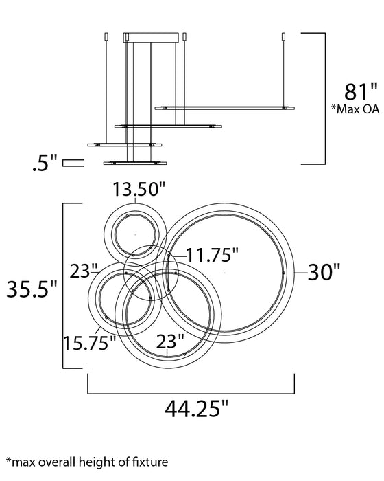 ET2 Saturn II 4-Light LED Pendant Model: E22662-11MS