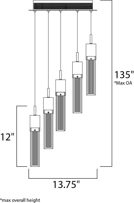 ET2 Fizz III 5-Light LED Pendant Model: E22765-89PC