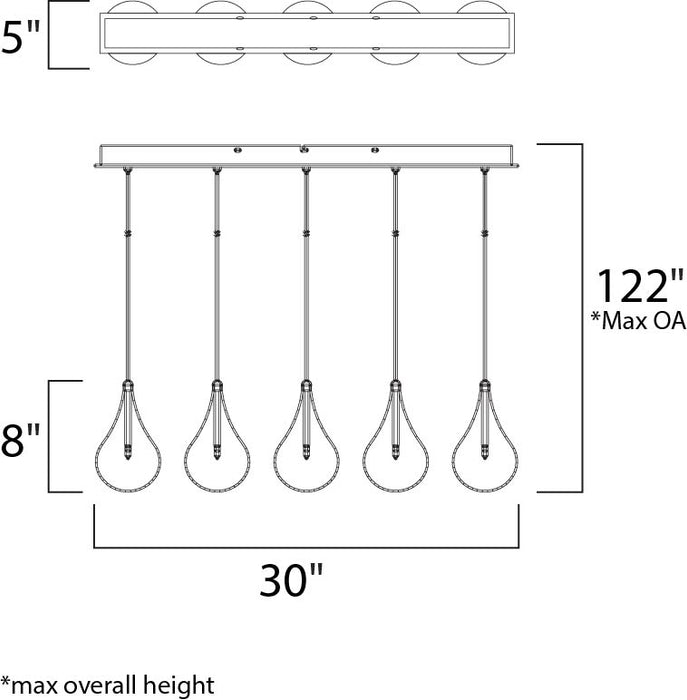 ET2 Larmes 5-Light Pendant Model: E23115-18