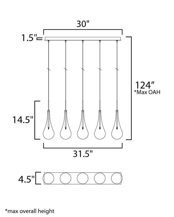 ET2 Larmes 5-Light LED Pendant Model: E23125-18PC