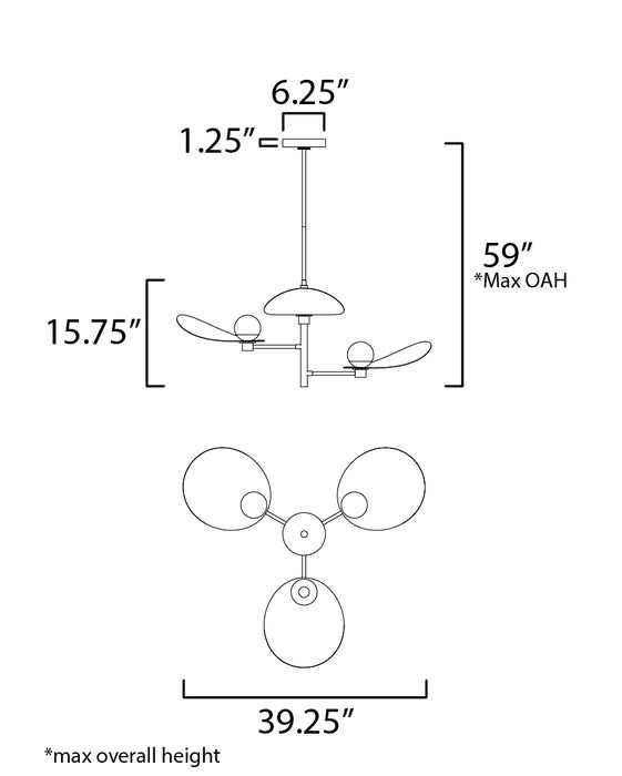 ET2 Pearl 3-Light LED Chandelier Model: E24073-BKNAB