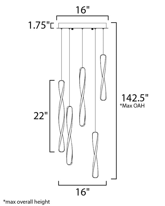 ET2 Pirouette 5-Light LED Pendant Model: E24154-BK