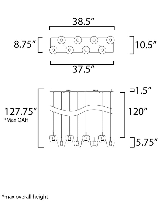 ET2 Newton 8-Light LED Pendant Model: E24165-18BKGLD