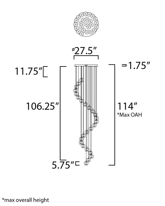 ET2 Newton 25-Light LED Pendant Model: E24169-18BKGLD