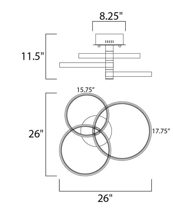 ET2 Hoopla 3-Light LED Semi Flush Mount Model: E24323-BKGLD