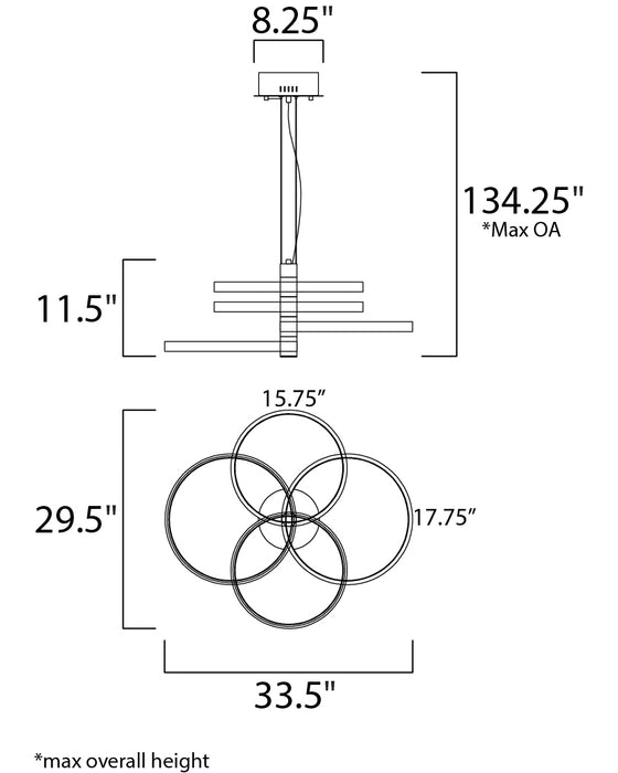 ET2 Hoopla 4-Light LED Pendant Model: E24326-BKGLD