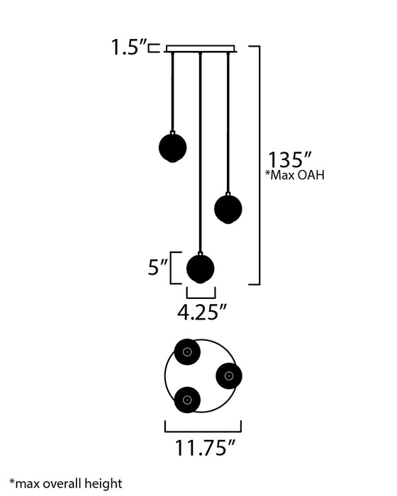 ET2 Rhythm 3-Light LED Pendant Model: E24643-144GLD