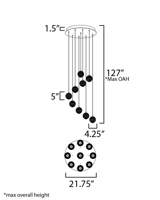 ET2 Rhythm 9-Light LED Pendant Model: E24646-144GLD