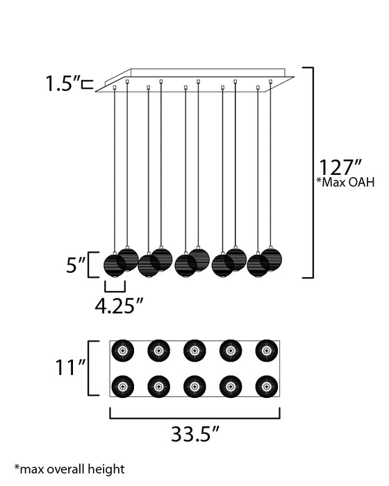 ET2 Rhythm 10-Light LED Pendant Model: E24648-144GLD