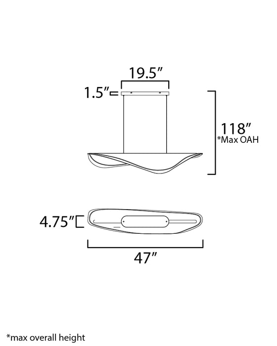 ET2 Manta 47 LED Linear Pendant Model: E24714-144BK