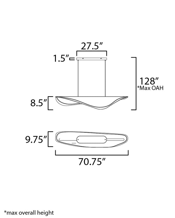 ET2 Manta 70 LED Linear Pendant Model: E24718-144BK