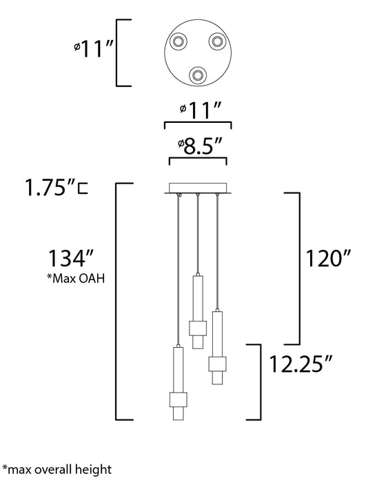 ET2 Reveal 3-Light LED Pendant Model: E24753-SNSBR