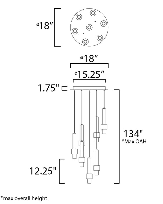 ET2 Reveal 7-Light LED Pendant Model: E24757-SNSBR