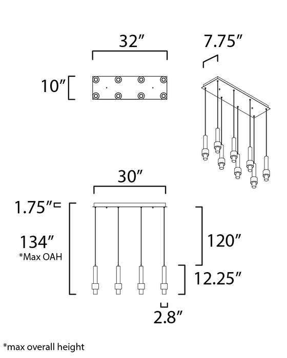 ET2 Reveal 8-Light LED Pendant Model: E24758-BKGLD