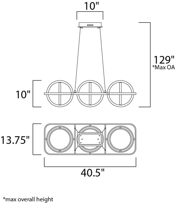 ET2 Gyro II 3-Light LED Linear Pendant Model: E24788-BKPC