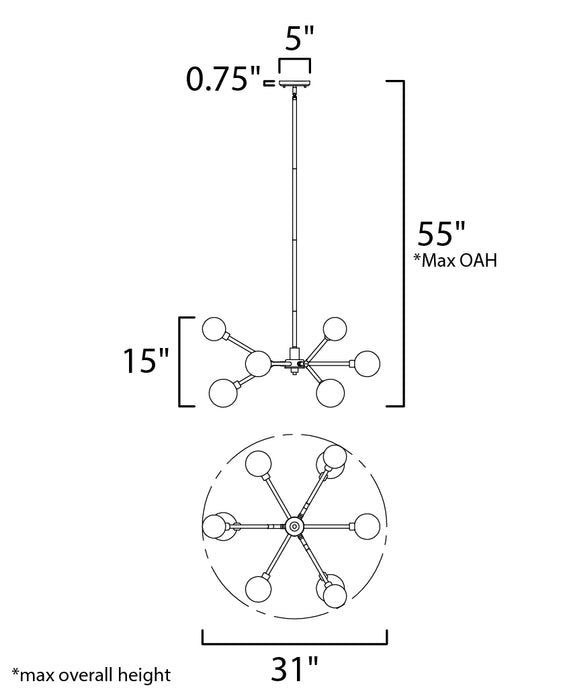 ET2 Asteroid 9-Light LED Chandelier Model: E24823-138PC