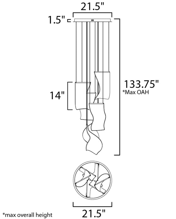 ET2 Rinkle 6-Light LED Multi Pendant Model: E24875-133FG