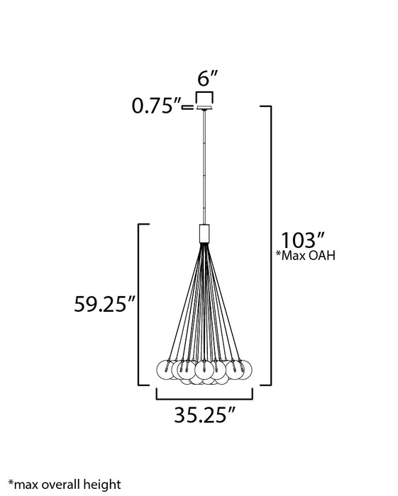 ET2 Burst 20-Light LED Pendant - Clear Model: E25088-18BK