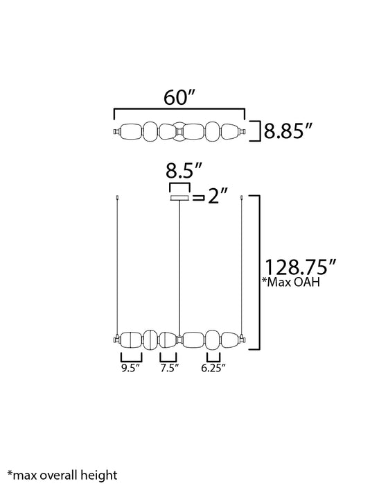 ET2 Soji 60 LED Linear Pendant Model: E25168-92BKGLD