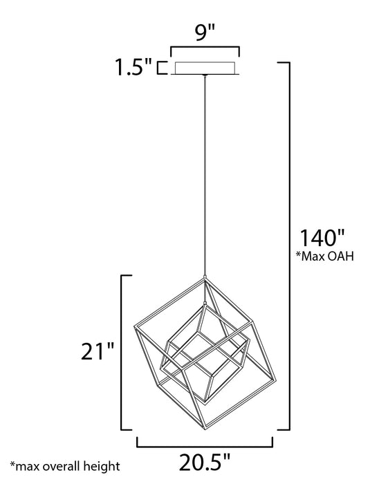 ET2 4 Square 2-Light LED Pendant Model: E30584-BKPC