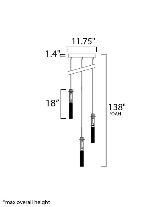 ET2 Pipette 3-Light LED Pendant Model: E31095-93PC