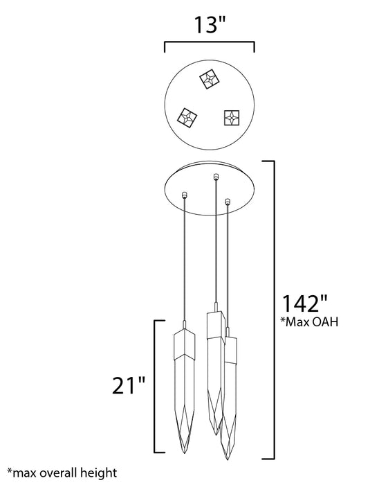 ET2 Quartz 3-Light LED Pendant Model: E31243-20BK