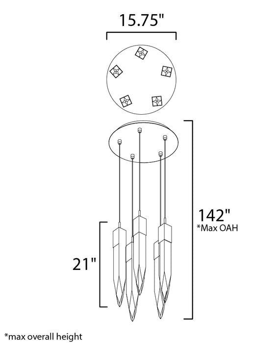 ET2 Quartz 5-Light LED Pendant Model: E31244-20PC