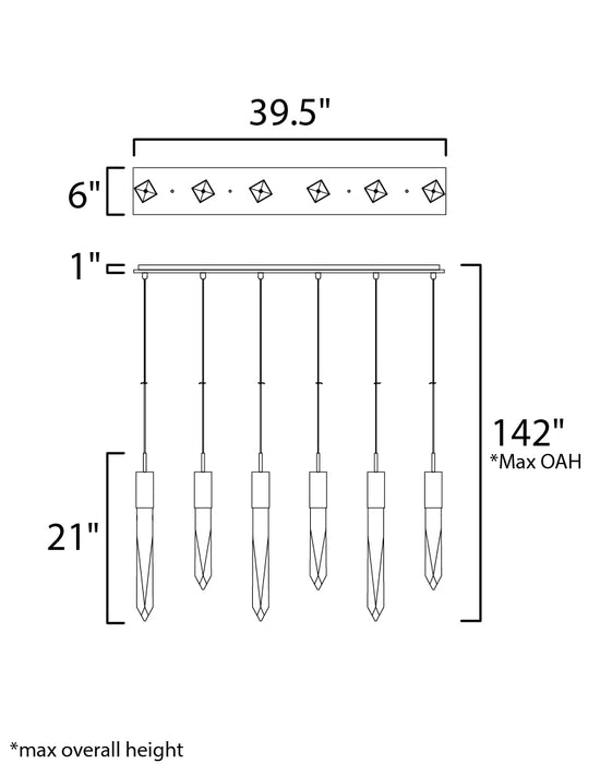 ET2 Quartz 6-Light LED Pendant Model: E31245-20BK