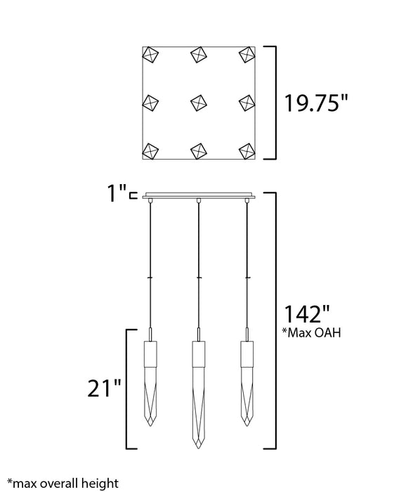 ET2 Quartz 9-Light LED Pendant Model: E31246-20BK