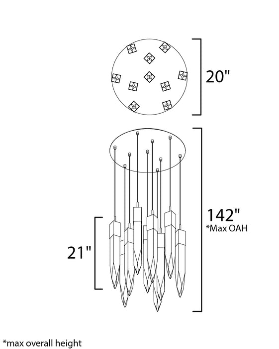 ET2 Quartz 10-Light LED Pendant Model: E31247-20BK