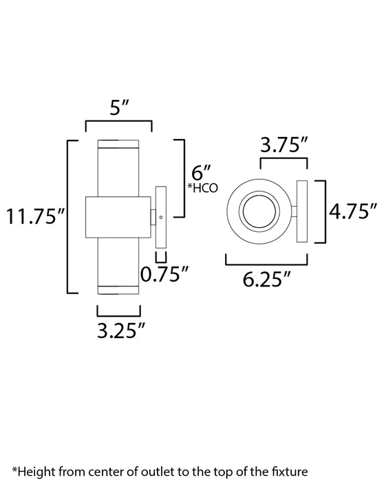 ET2 Reveal Medium LED Outdoor Wall Sconce Model: E34754-BKGLD