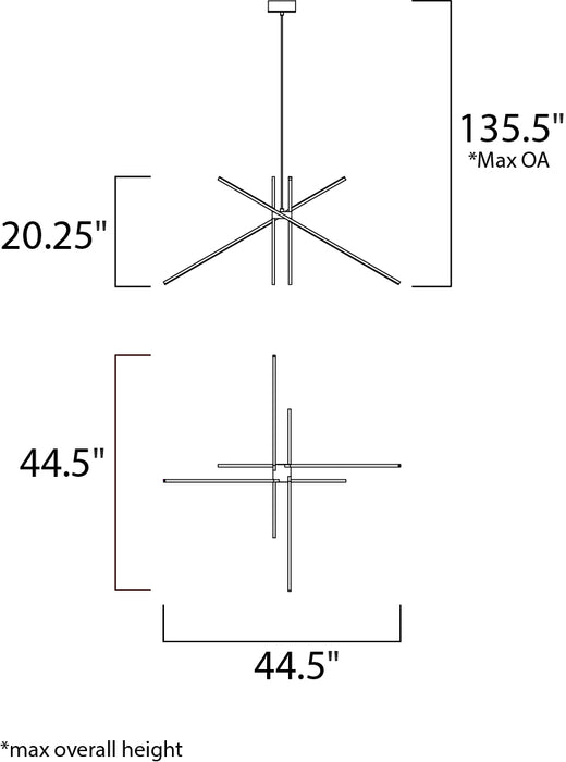 ET2 Alumilux: Aster 4-Light LED Pendant Model: E41443-BK