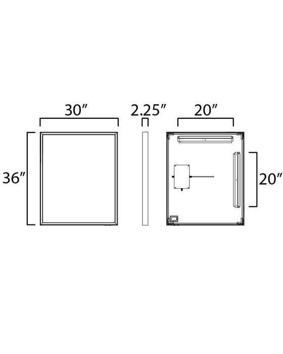 ET2 Bevel 30x36 LED Mirror Model: E42062-BBK