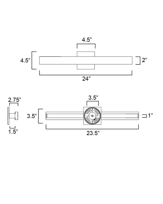 ET2 Alumilux: Line 5CCT 24 LED Outdoor Wall Sconce Model: E42342-BK