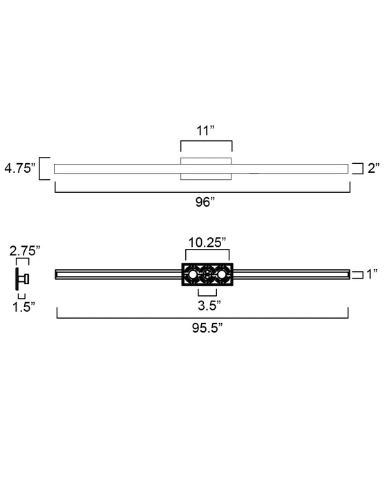 ET2 Alumilux: Line 5CCT 96 LED Outdoor Wall Sconce Model: E42348-BK