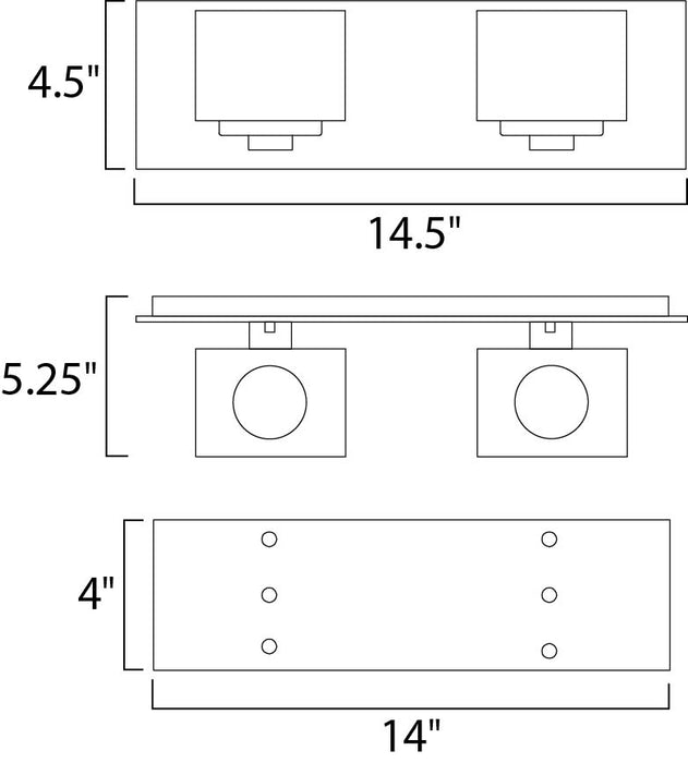 Maxim Cubic 2-Light Bath Vanity Model: 10002CLPC