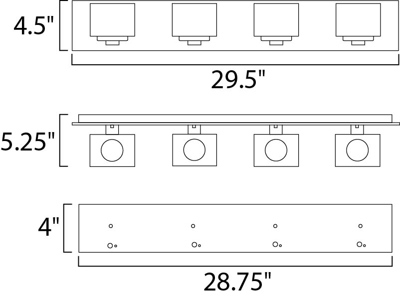 Maxim Cubic 4-Light Bath Vanity Model: 10004CLPC