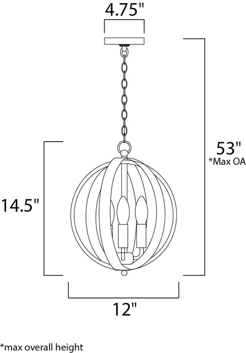 Maxim Provident 3-Light Chandelier Model: 10030BK