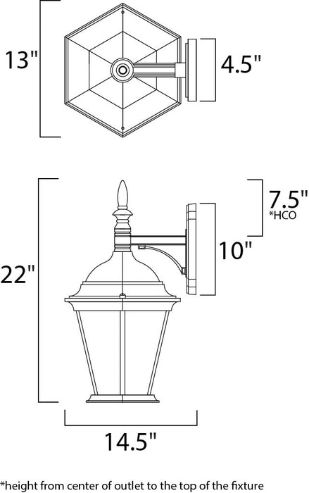 Maxim Westlake Cast 3-Light Outdoor Wall Lantern Model: 1008BK