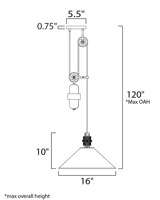 Maxim Tucson 1-Light Pendant Model: 10090OIWWD