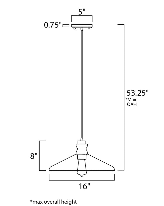 Maxim Nelson 1-Light Pendant Model: 10100CLWOAB