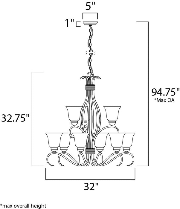 Maxim Basix 9-Light Chandelier Model: 10128FTSN