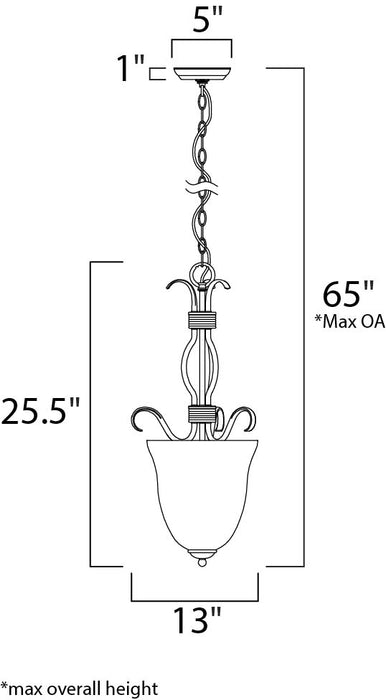 Maxim Basix 2-Light Entry Foyer Pendant Model: 10130FTSN