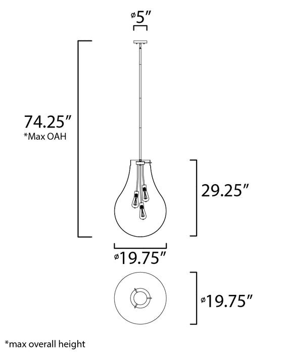 Maxim Gourd 3-Light Pendant Model: 10166CLSN