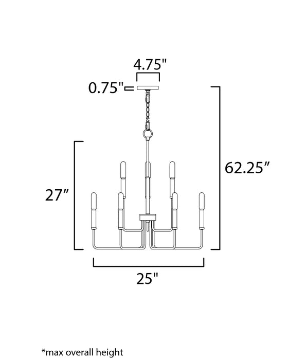 Maxim Sullivan 9-Light Chandelier Model: 10257BKGLD